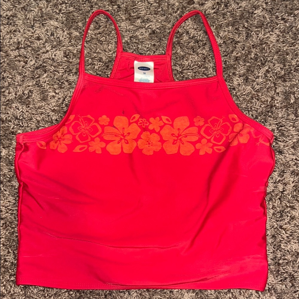 Old Navy Red Floral Tank Top